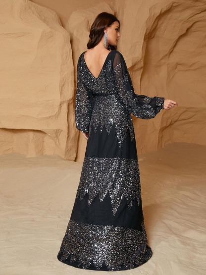 Chiffon V-neck Split Waist Dress