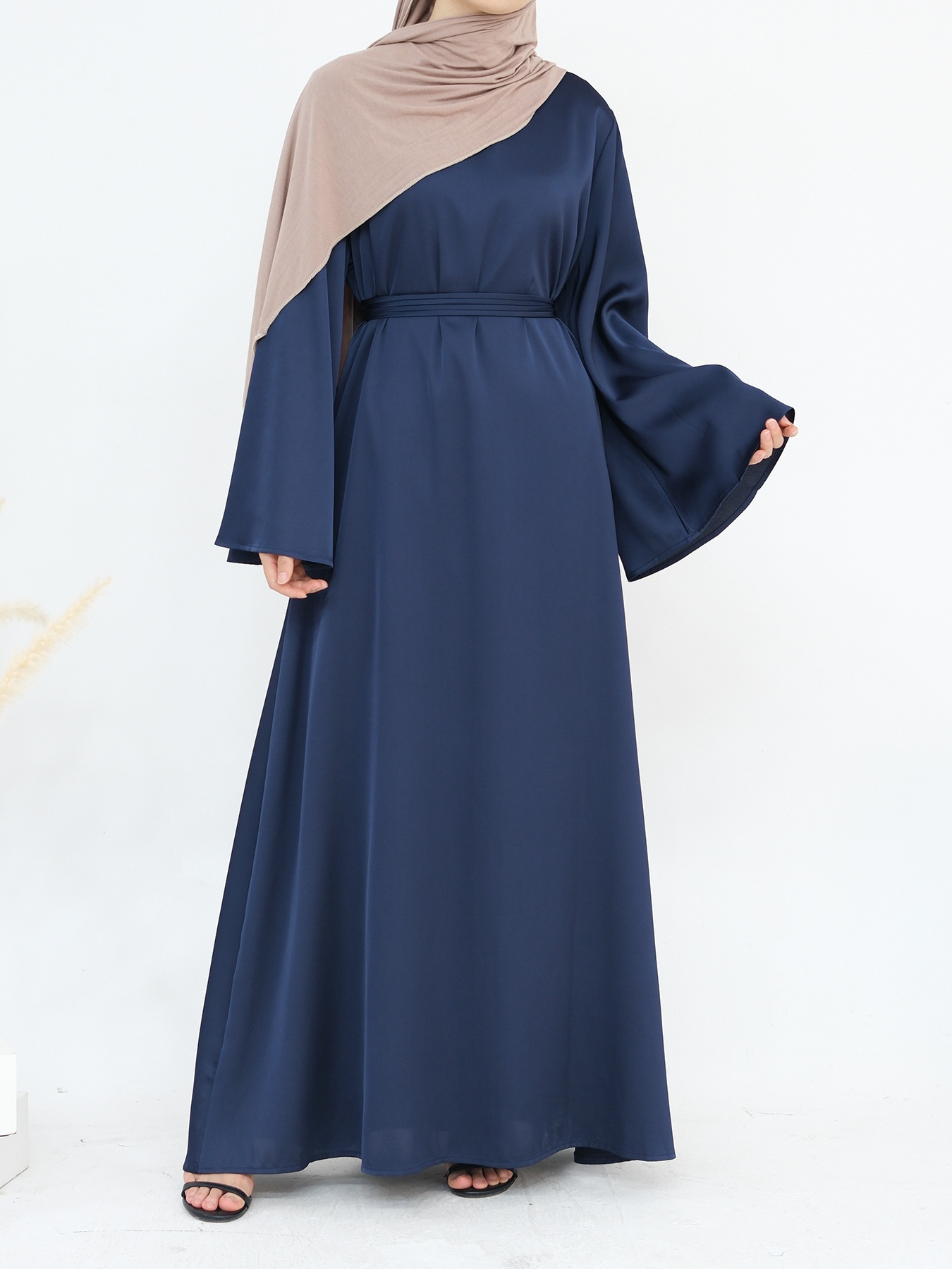 Drawstring Waist Solid Color Lace-Up Elegant Dress