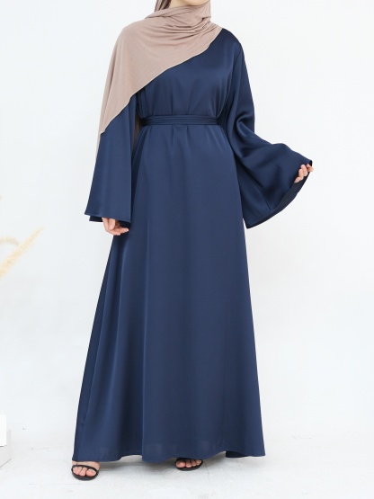 Drawstring Waist Solid Color Lace-Up Elegant Dress