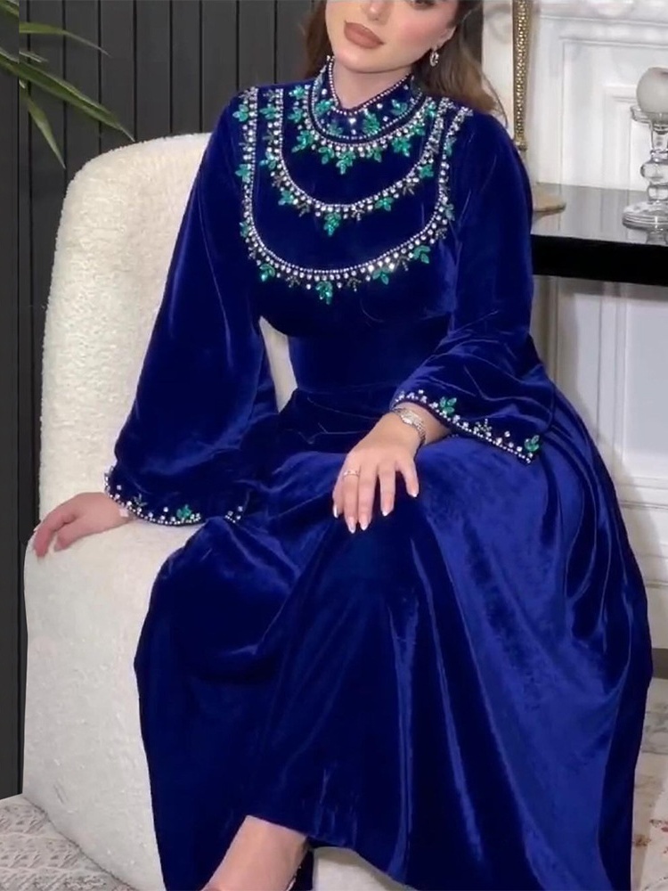 Velvet Zipper Drop Diamond Dress