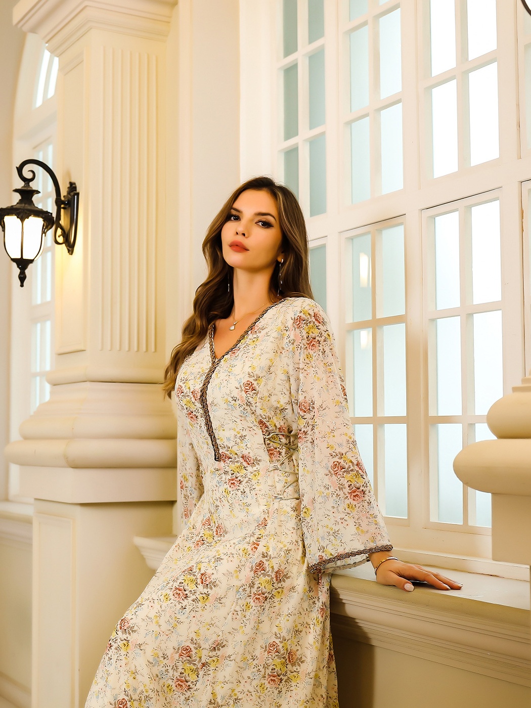 Embroidered Floral Patterns Abaya