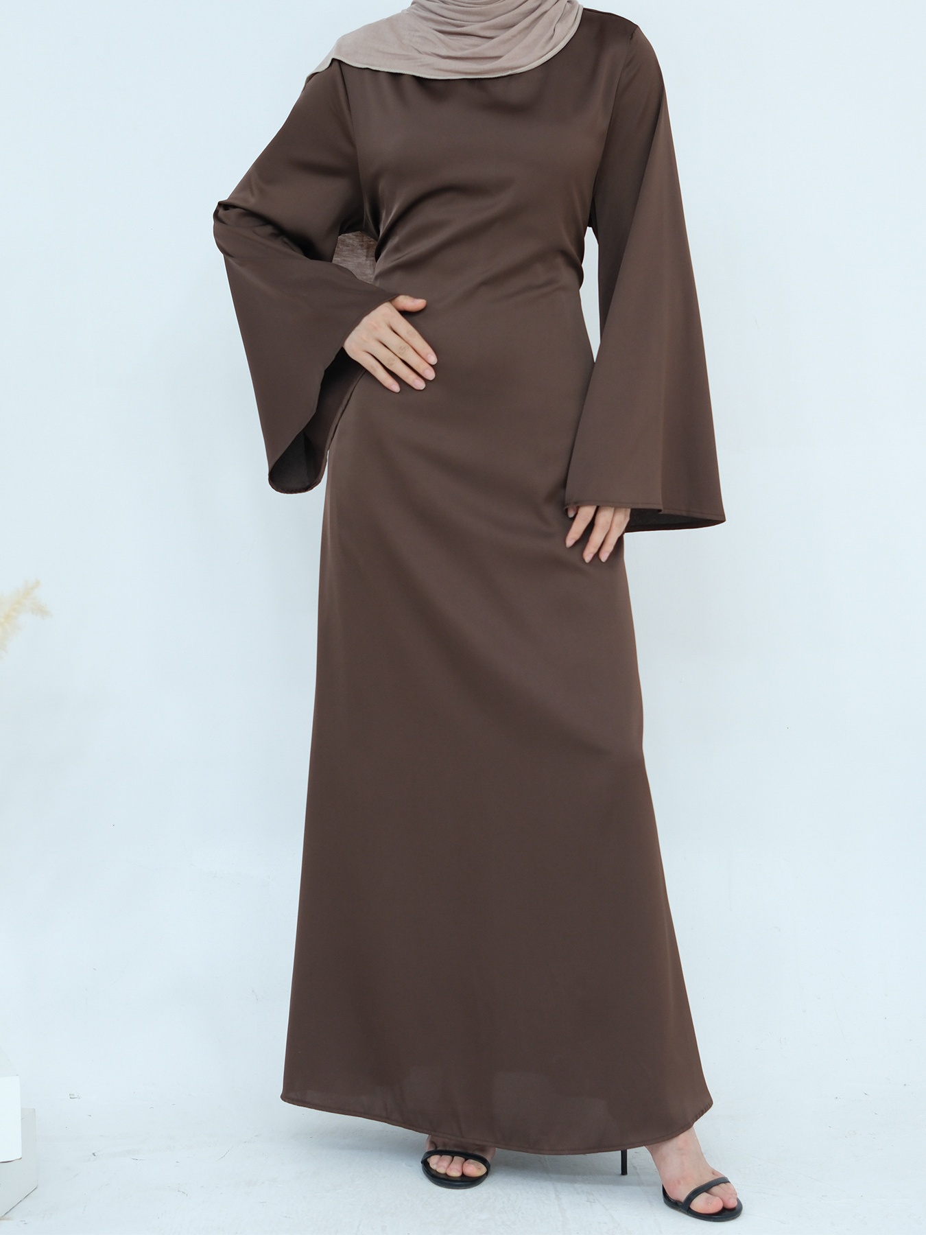 Drawstring Waist Solid Color Lace-Up Elegant Dress