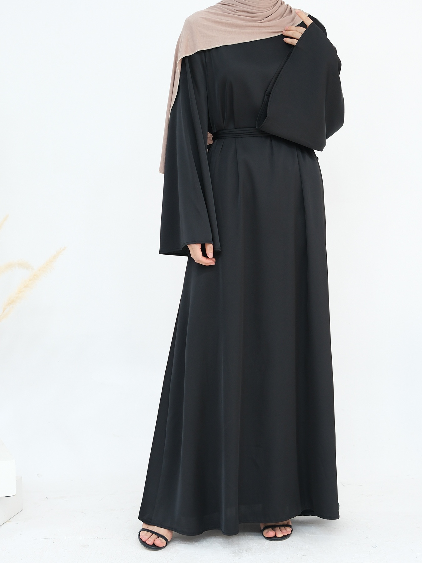 Drawstring Waist Solid Color Lace-Up Elegant Dress