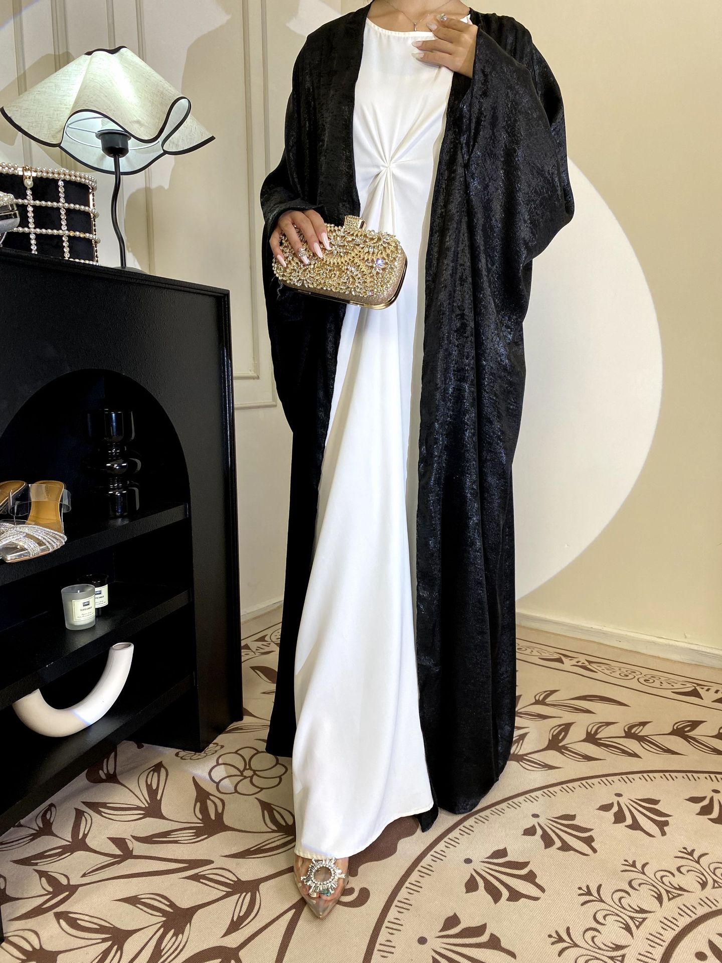 Solid Color Reflective Abaya