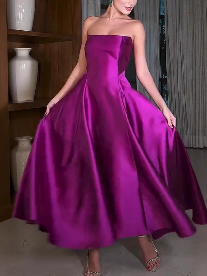 Strapless Sleeveless Extra Large Hem Maxi Dress