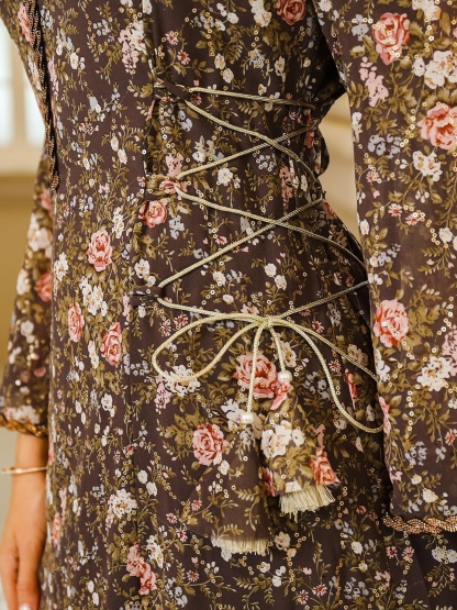 Embroidered Floral Patterns Abaya