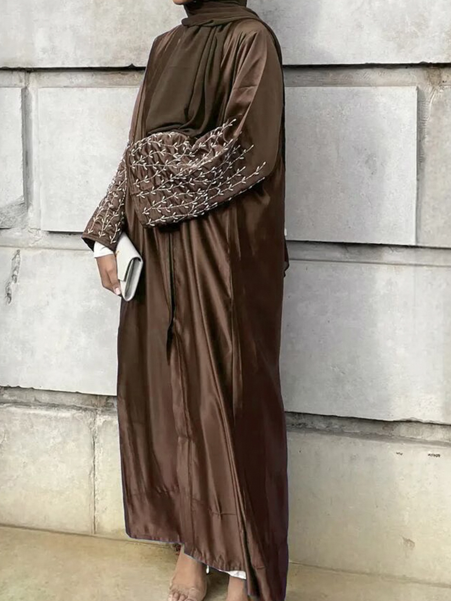Solid Color Handmade Beaded Abaya