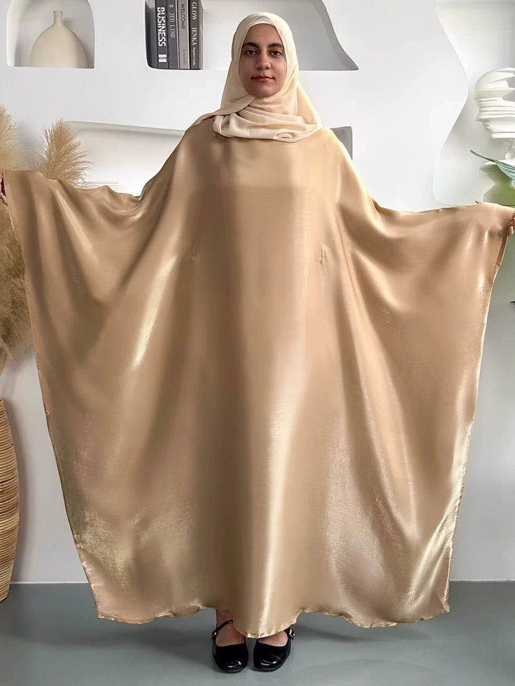Solid Color Breathable Batwing Sleeve Abaya