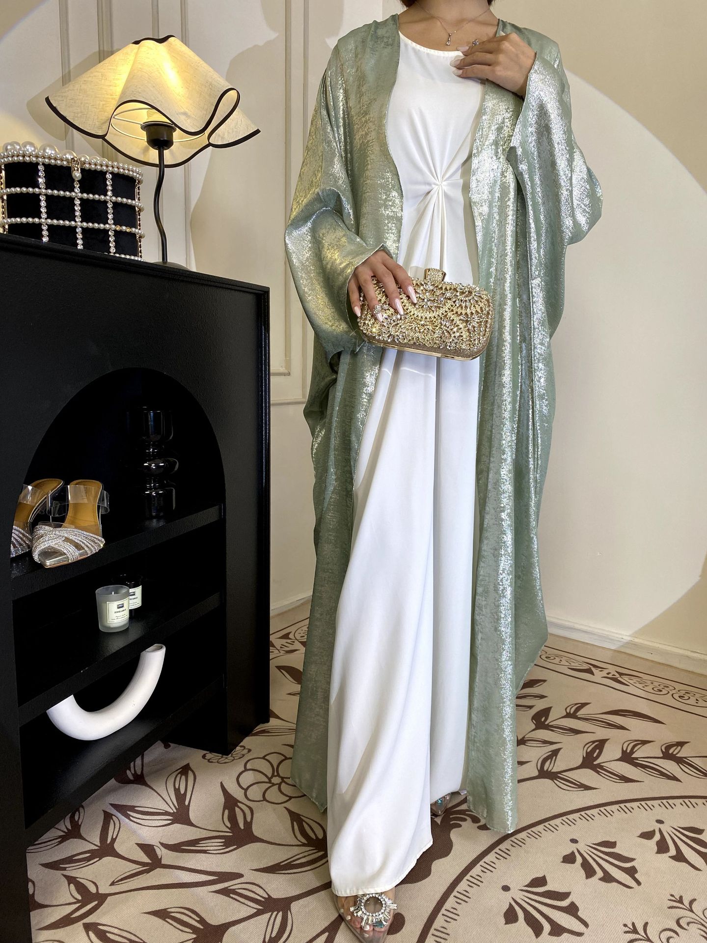 Solid Color Reflective Abaya