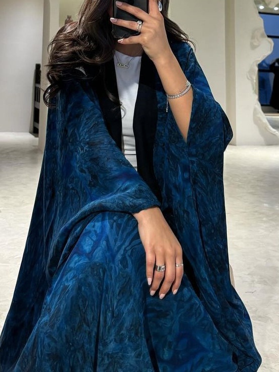Chiffon Printed Tie-Dye Outer Robe