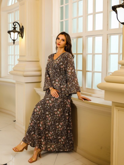 Embroidered Floral Patterns Abaya