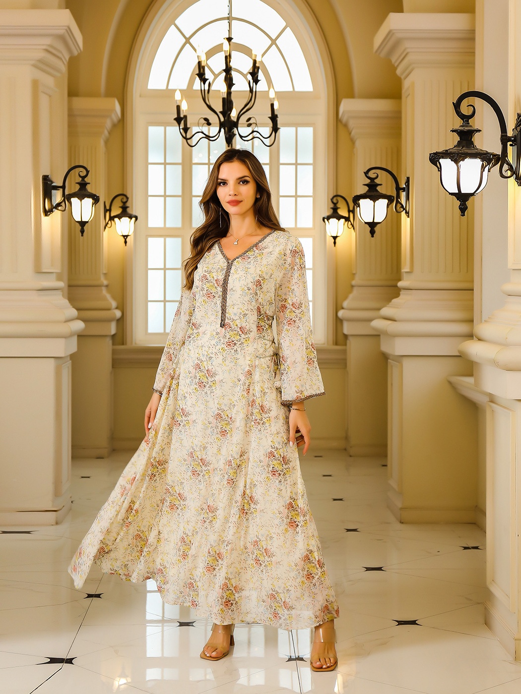 Embroidered Floral Patterns Abaya