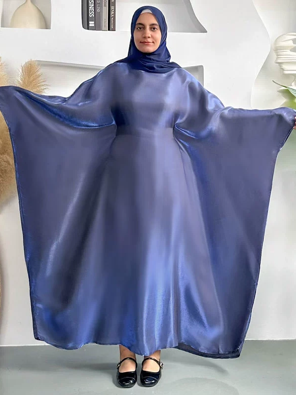 Solid Color Breathable Batwing Sleeve Abaya