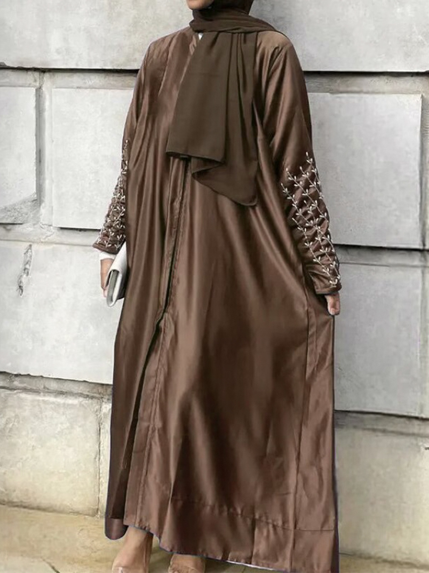 Solid Color Handmade Beaded Abaya