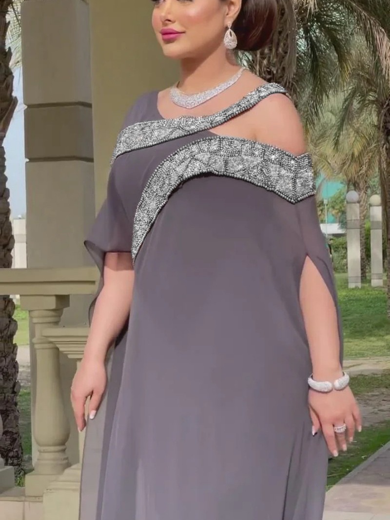 Chiffon Beaded Splicing Dress