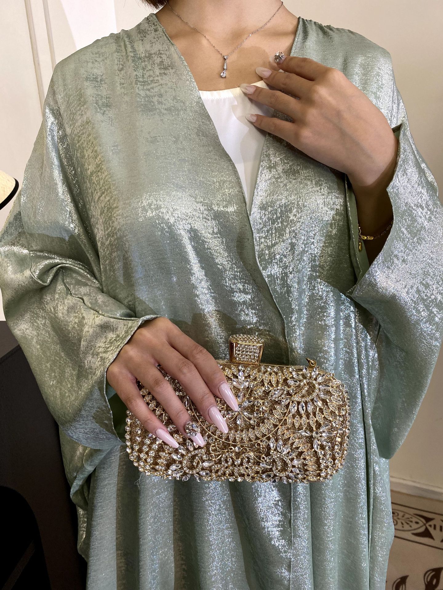 Solid Color Reflective Abaya