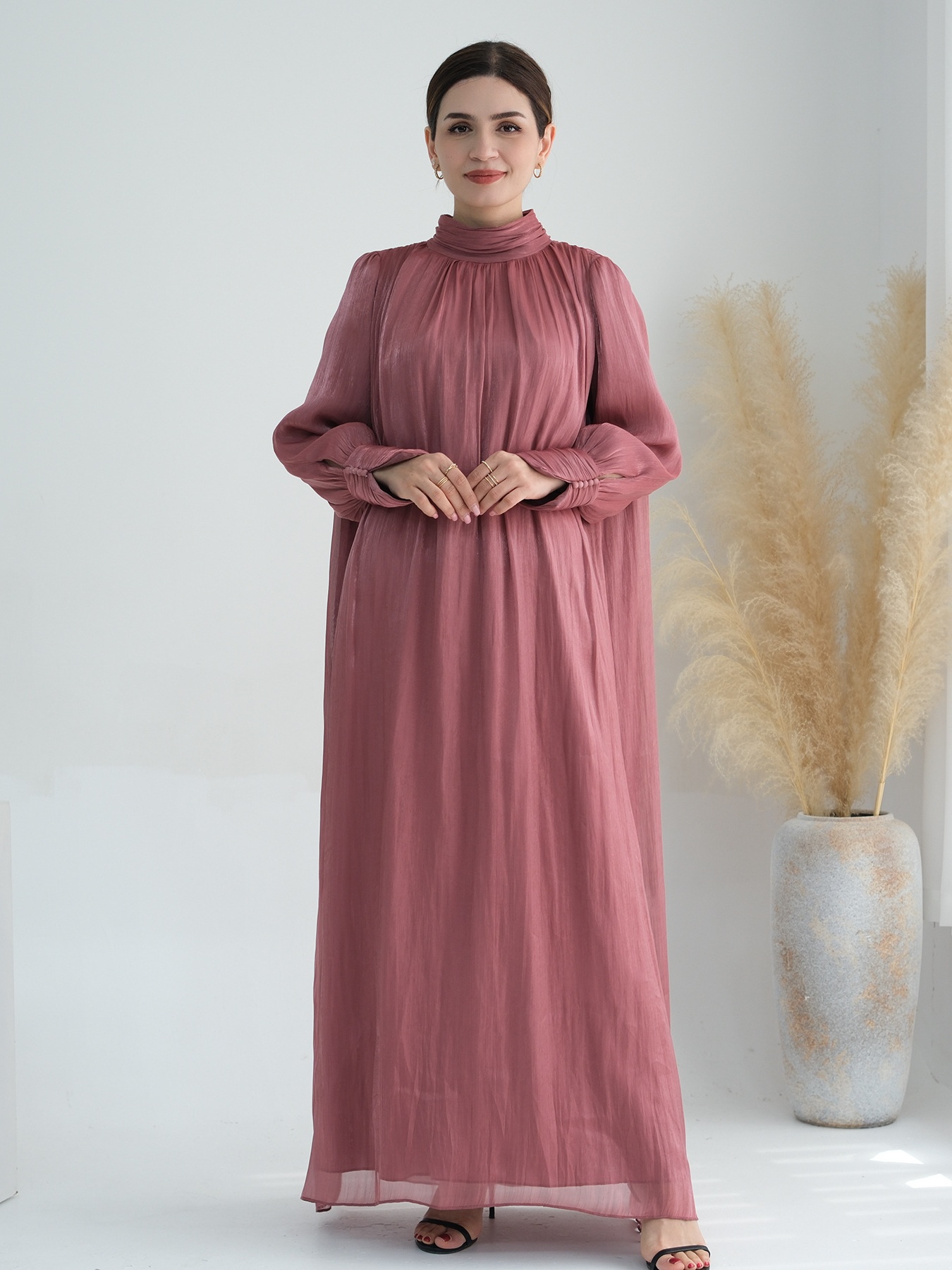 Round Neck Fashion Solid Color Dress