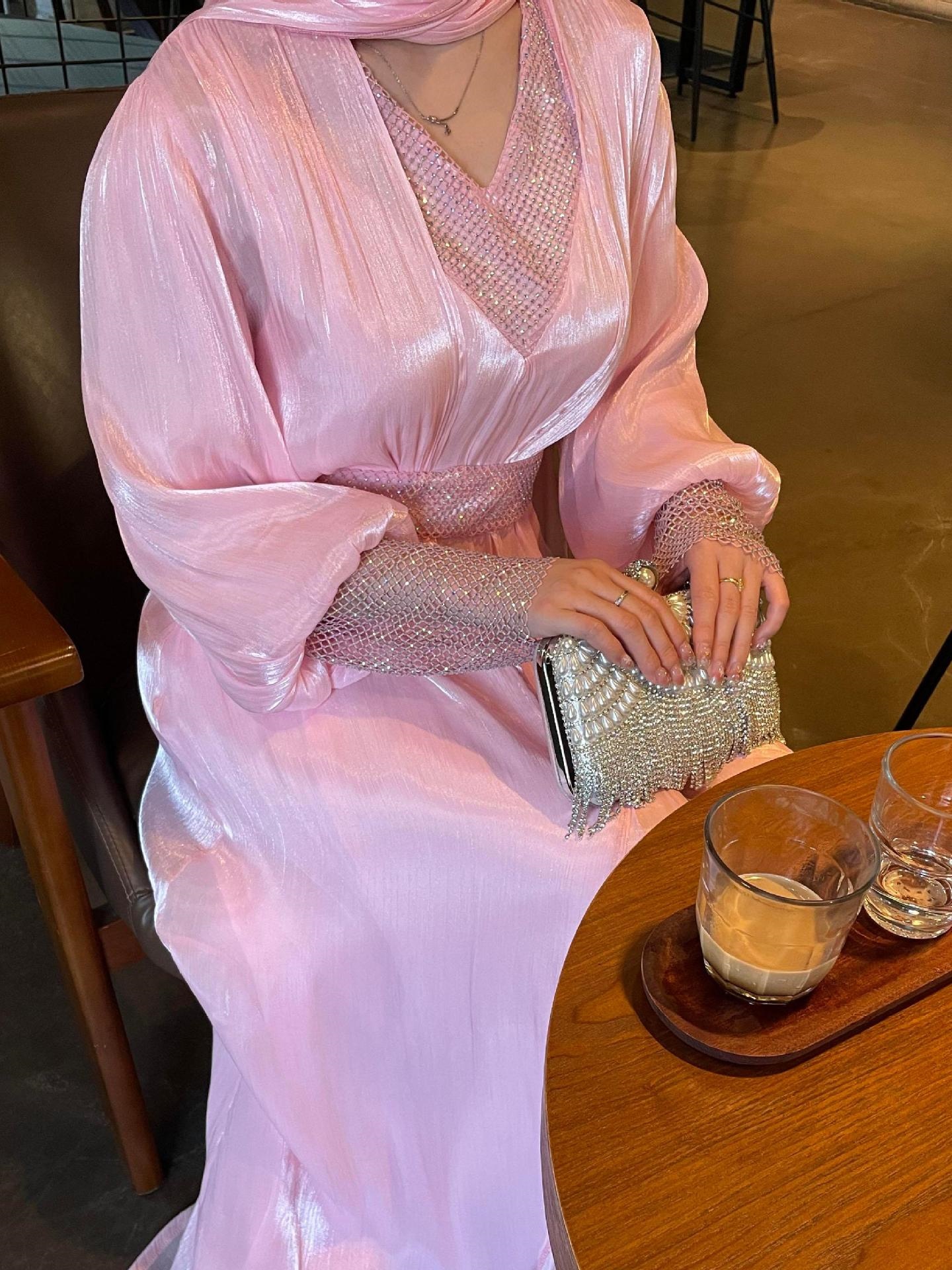 4pcs Simple Pearl Star Abaya Set