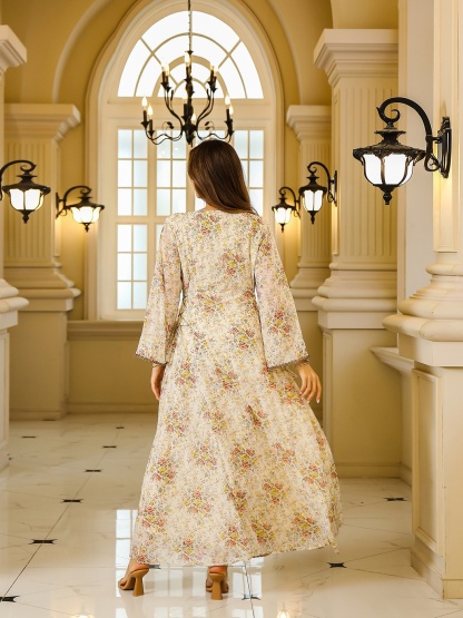 Embroidered Floral Patterns Abaya