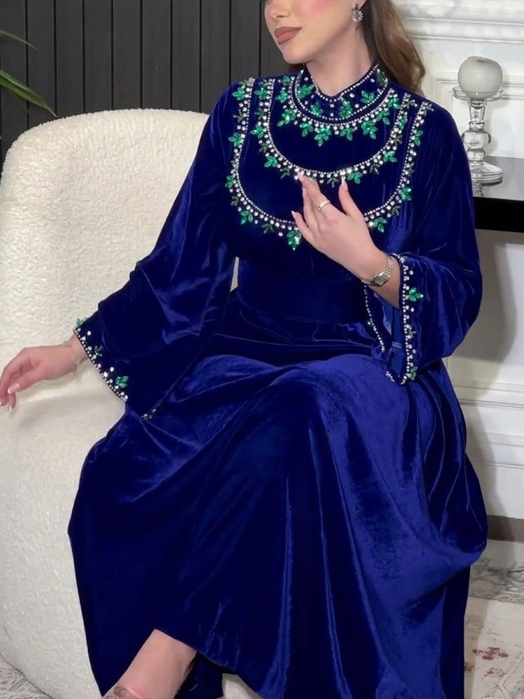 Velvet Zipper Drop Diamond Dress