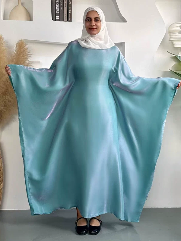 Solid Color Breathable Batwing Sleeve Abaya