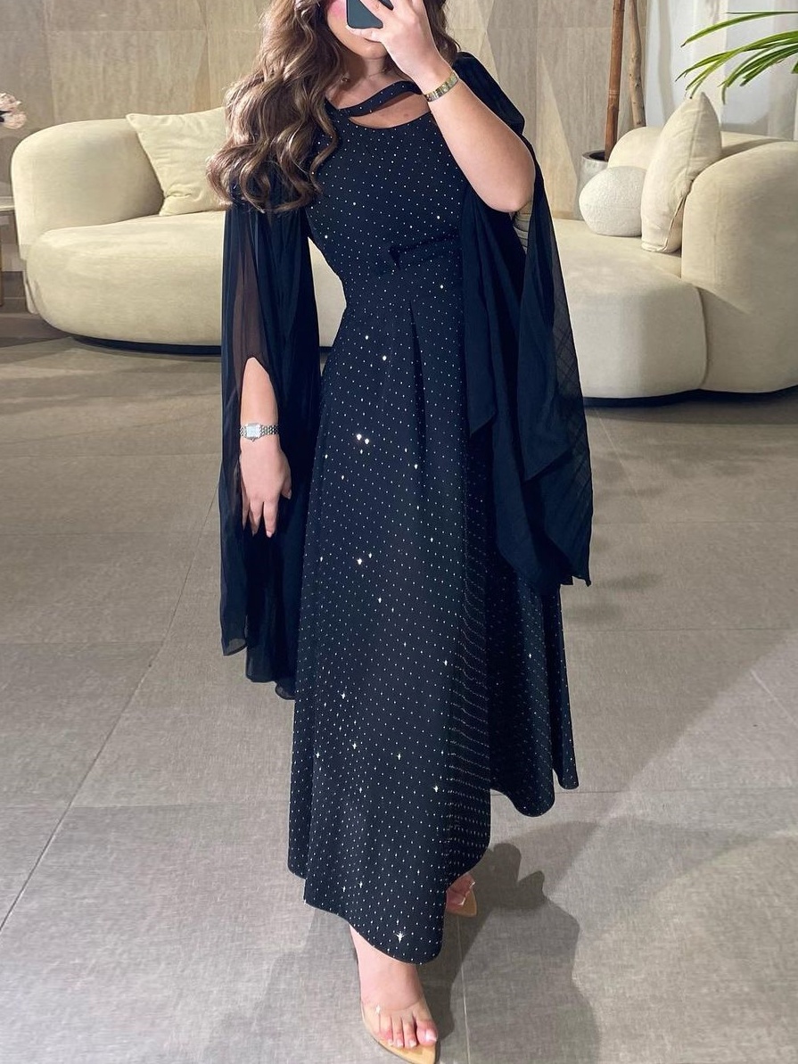 Robe Hot Diamond Dress Chiffon Pleated Robe 