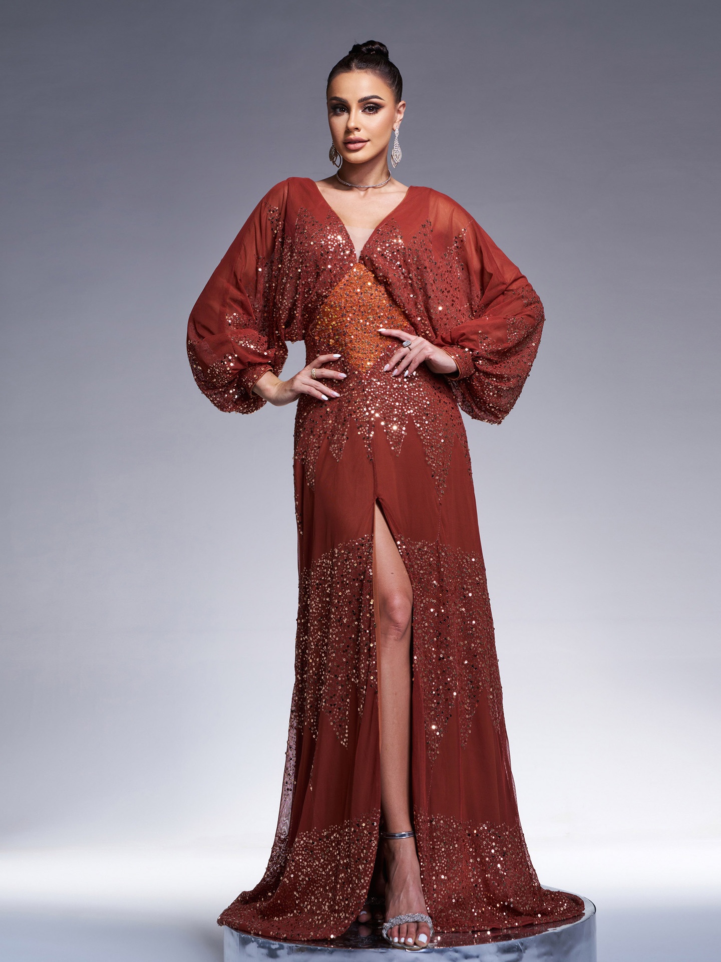 Chiffon V-neck Split Waist Dress