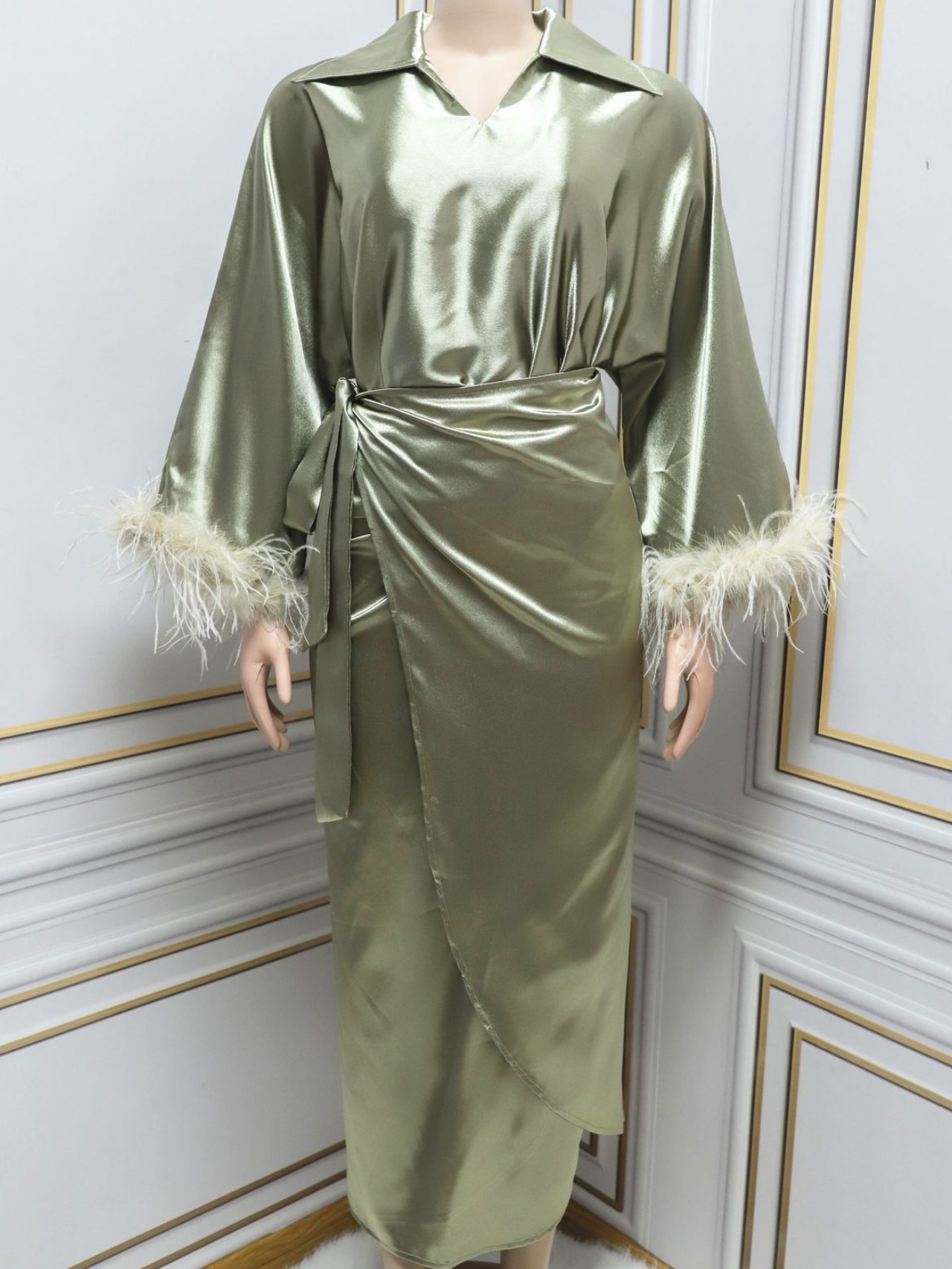 Two Piece Feather Everyday Dress Set