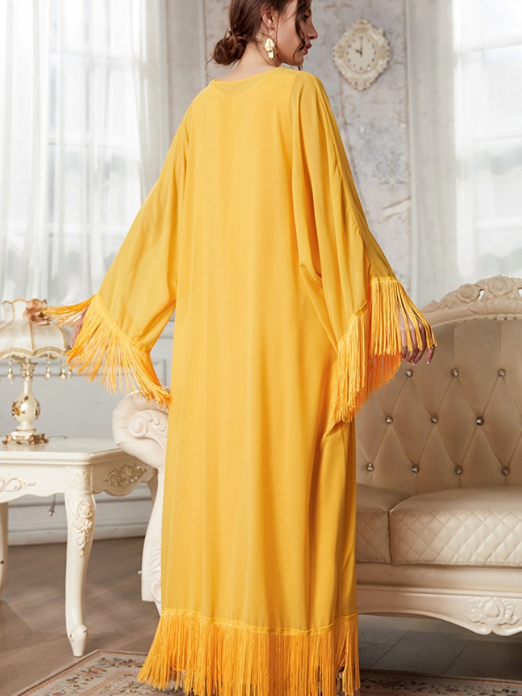 Fringed Long Blouse Mesh Dress
