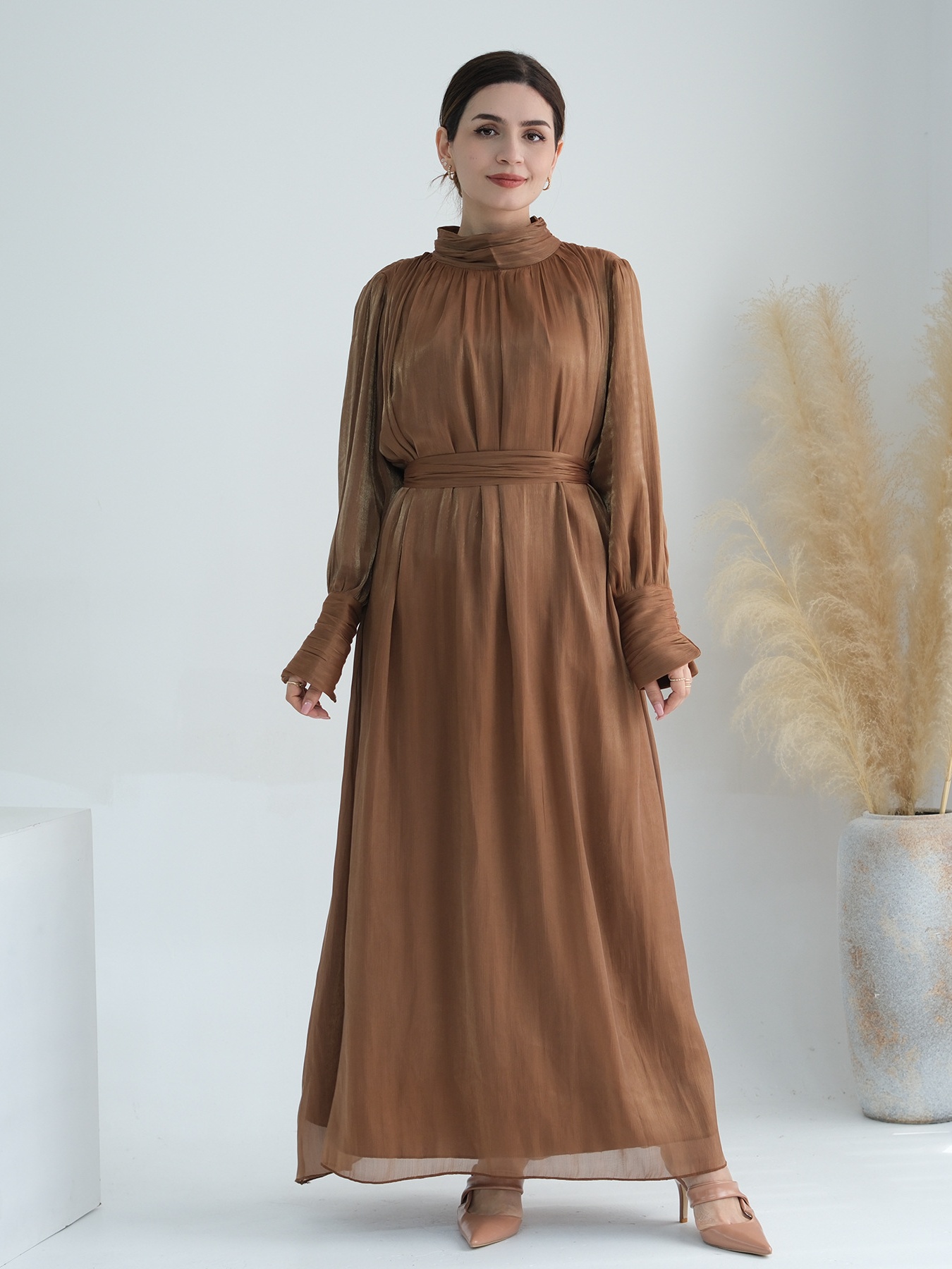 Round Neck Fashion Solid Color Dress
