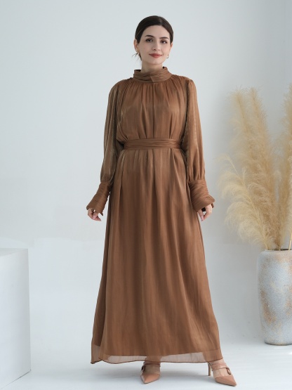 Round Neck Fashion Solid Color Dress