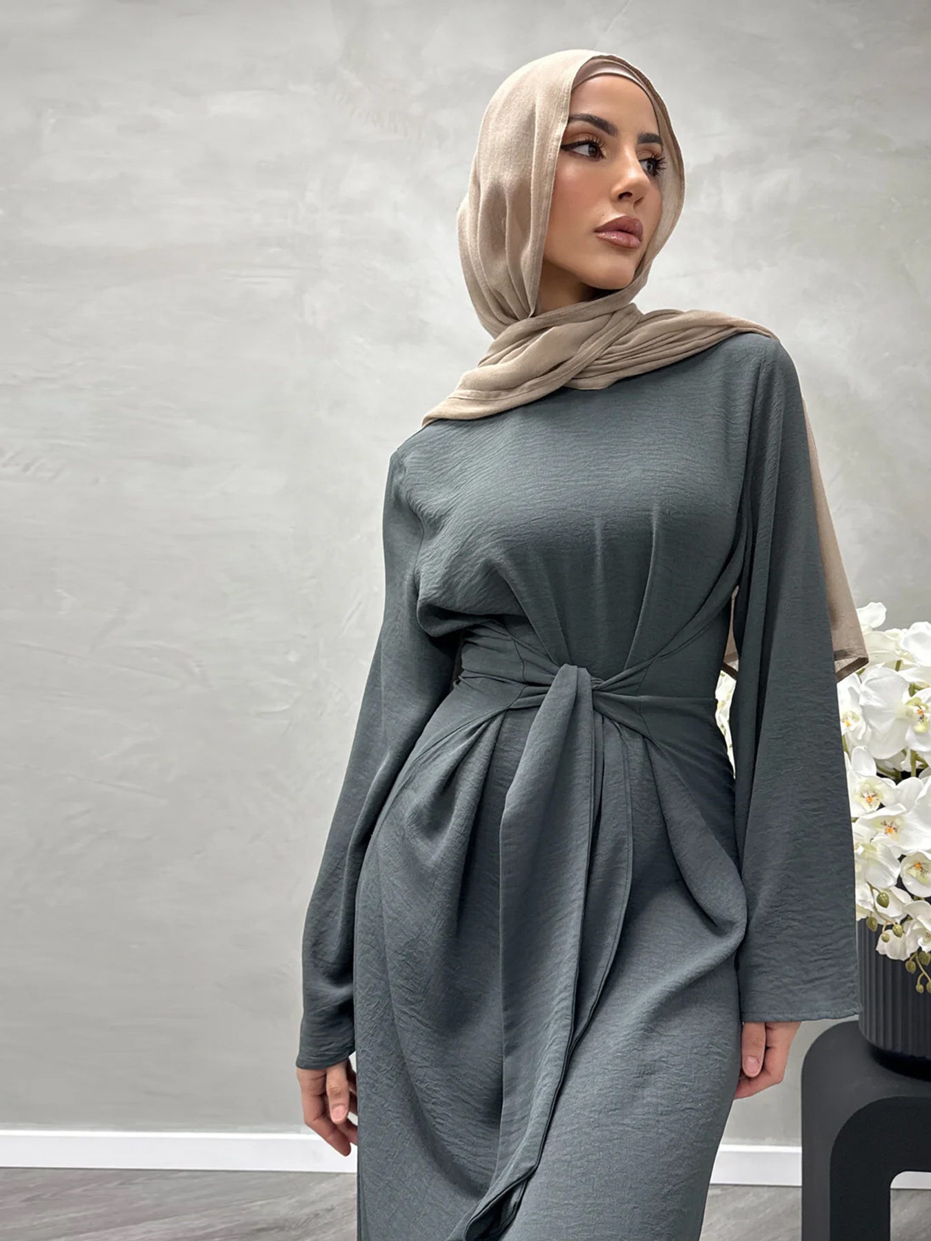 Twill Tie Elegant Dress