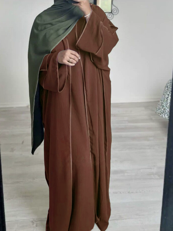 2pcs Solid Color Cardigans and Inner Dresses Set