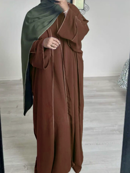 2pcs Solid Color Cardigans and Inner Dresses Set