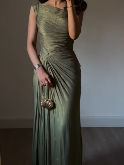 Off-The-Shoulder Satin Wedding A-line Floor-Length Ball Gown Dress