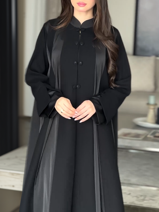 Retro French Solid Color Cardigan Midi Robe
