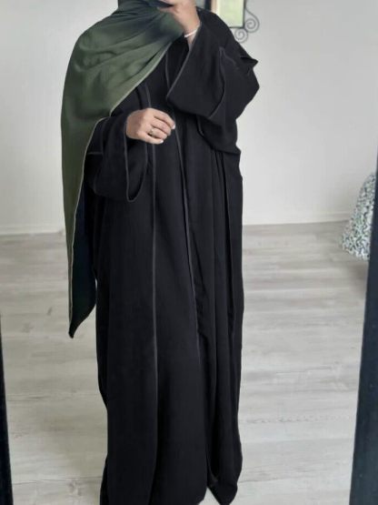 2pcs Solid Color Cardigans and Inner Dresses Set
