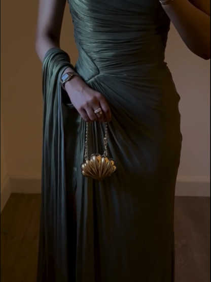 Off-The-Shoulder Satin Wedding A-line Floor-Length Ball Gown Dress