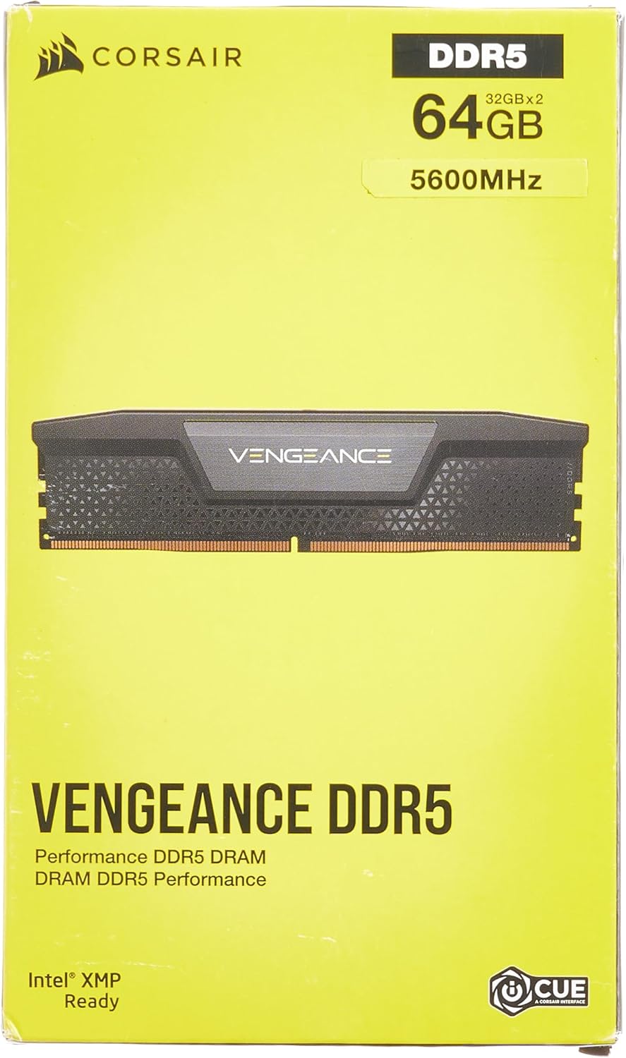 DDR5 RAM 128GB (4x32GB) 5600MHz CL40 Intel XMP iCUE Compatible Computer Memory - Black (CMK128GX5M4B5600C40)