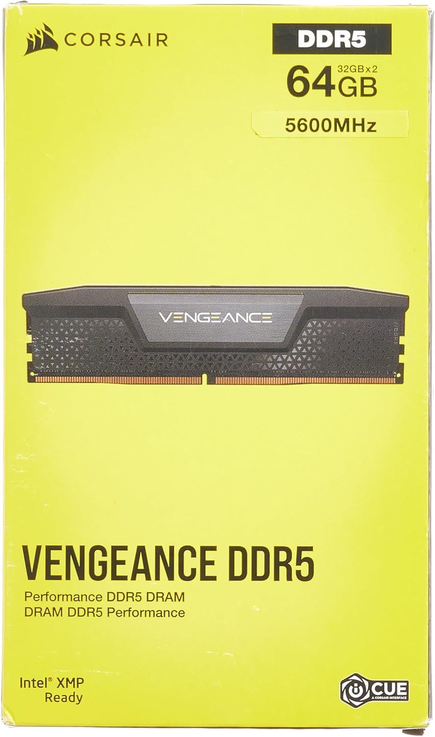 DDR5 RAM 128GB (4x32GB) 5600MHz CL40 Intel XMP iCUE Compatible Computer Memory - Black (CMK128GX5M4B5600C40)