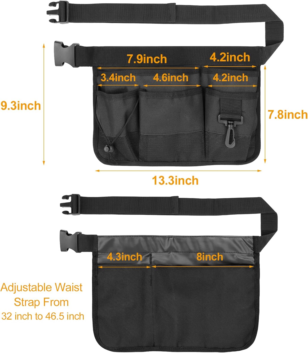 Geboor Gardening Tool Waist Bag Belt Heavy Duty Oxford Tool Apron with 7 Pockets of Different Sizes and Depth