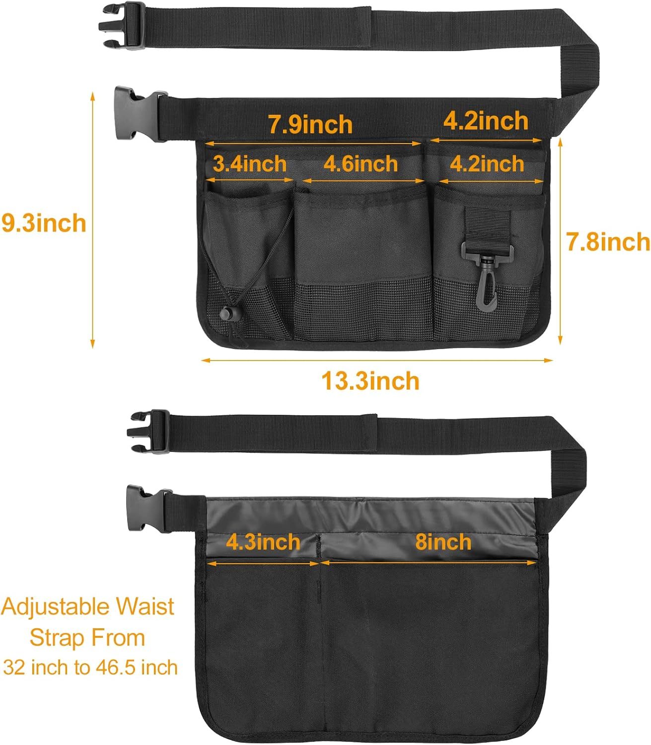 Geboor Gardening Tool Waist Bag Belt Heavy Duty Oxford Tool Apron with 7 Pockets of Different Sizes and Depth