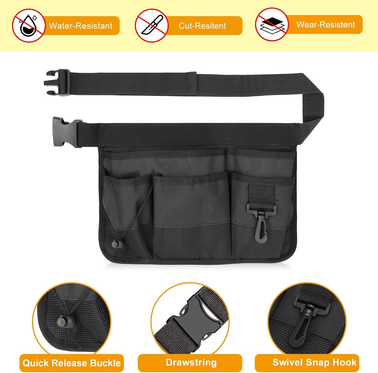 Geboor Gardening Tool Waist Bag Belt Heavy Duty Oxford Tool Apron with 7 Pockets of Different Sizes and Depth