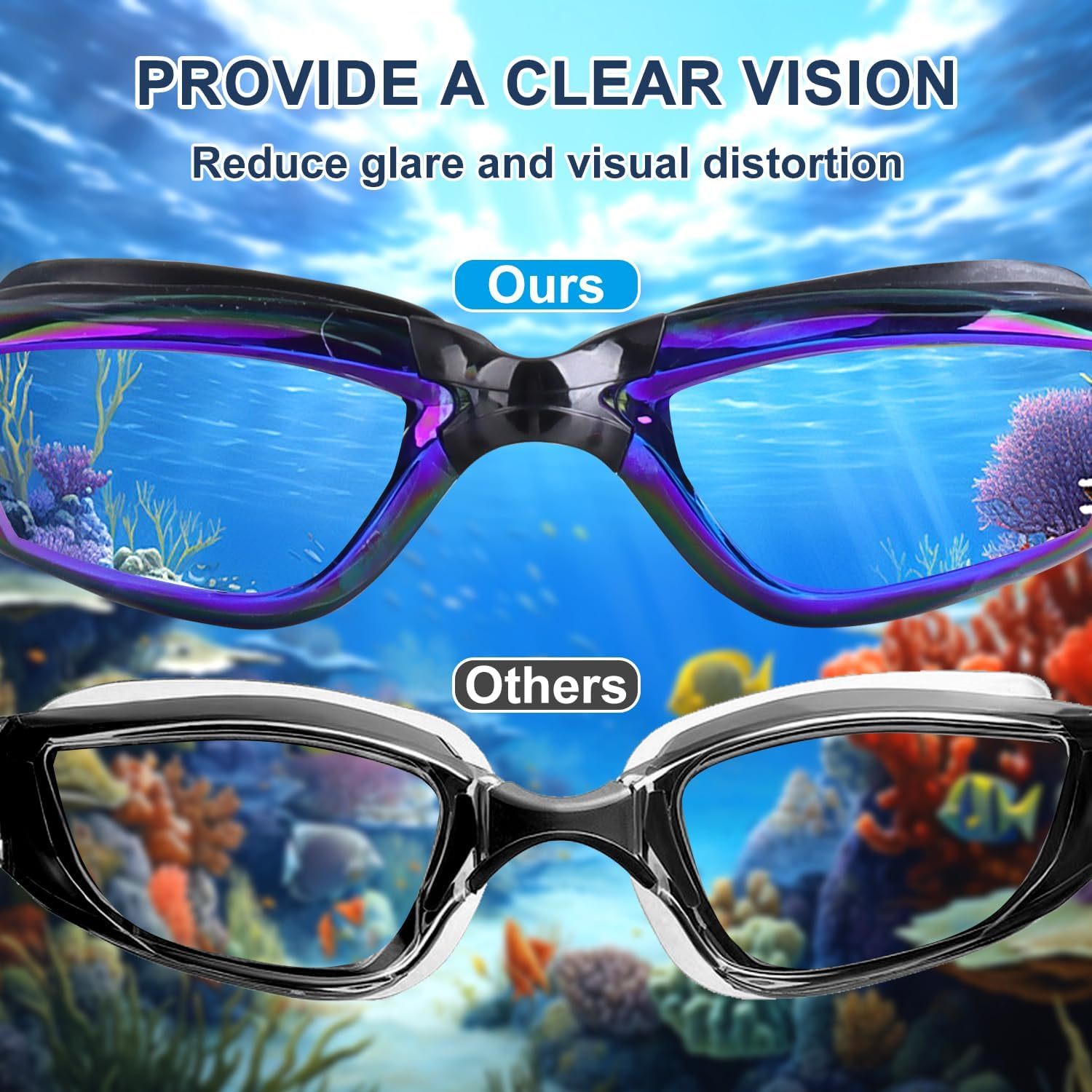 Anrgterg Swim Goggles, 6 Pack Anti Fog Swimming Goggles No Leaking Water Clear Vision Full Protection Silicone Goggles with Ear Plugs Nose Clip for Adult Women Men Teenagers