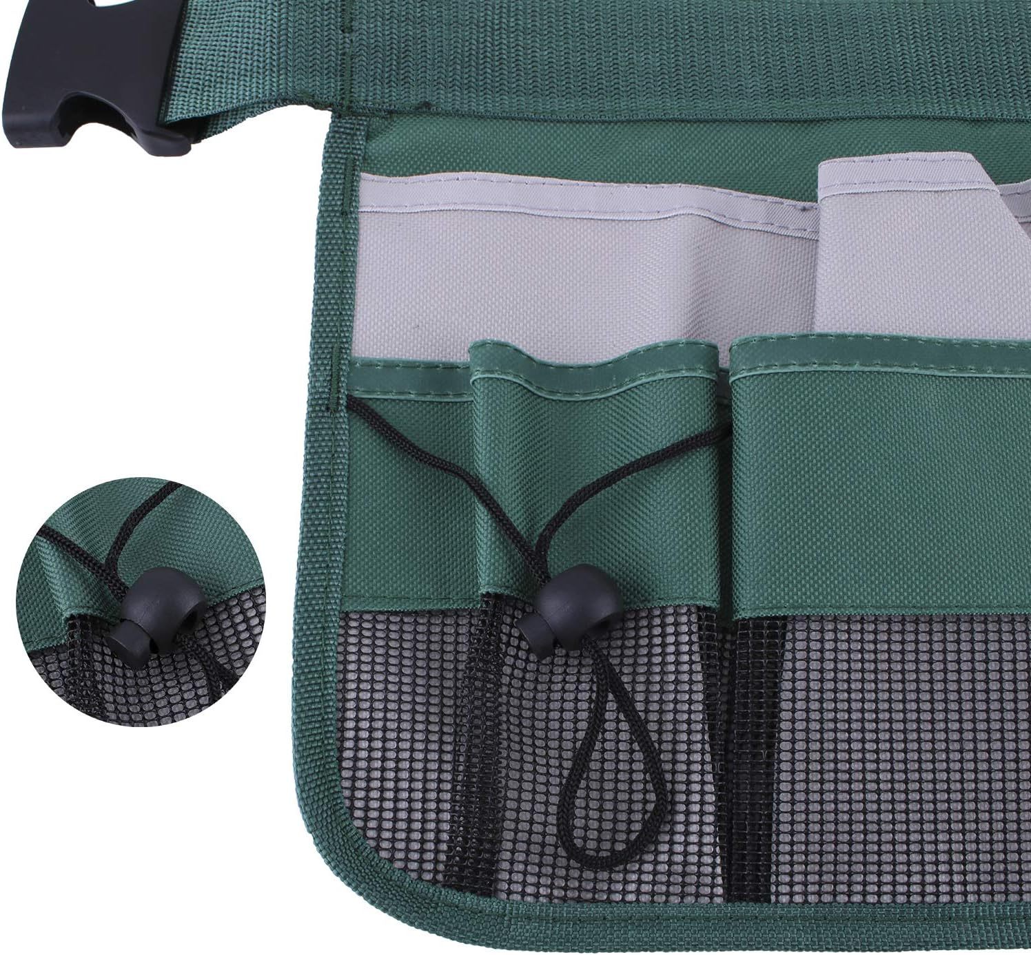 Geboor Gardening Tool Waist Bag Belt Heavy Duty Oxford Tool Apron with 7 Pockets of Different Sizes and Depth