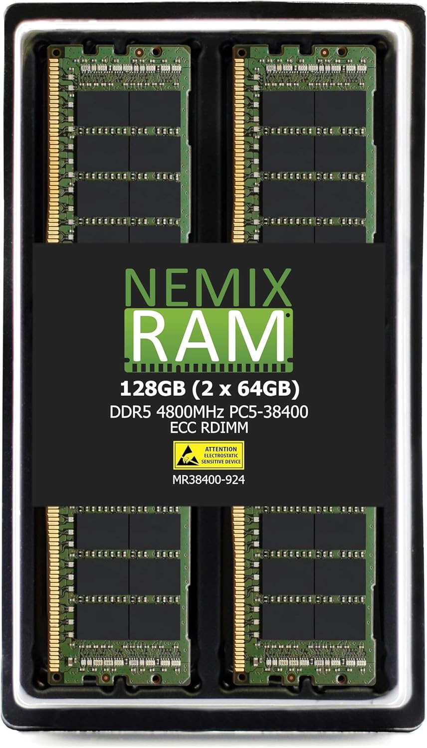 NEMIX RAM 256GB (4X64GB) DDR5 5600MHZ PC5-44800 2Rx4 1.1V 288-PIN ECC RDIMM Registered Server Memory KIT Compatible with ASRock TRX50 WS Workstation Motherboard
