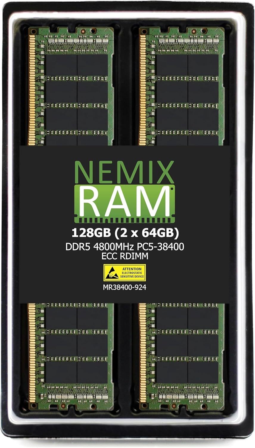 NEMIX RAM 256GB (4X64GB) DDR5 5600MHZ PC5-44800 2Rx4 1.1V 288-PIN ECC RDIMM Registered Server Memory KIT Compatible with ASRock TRX50 WS Workstation Motherboard