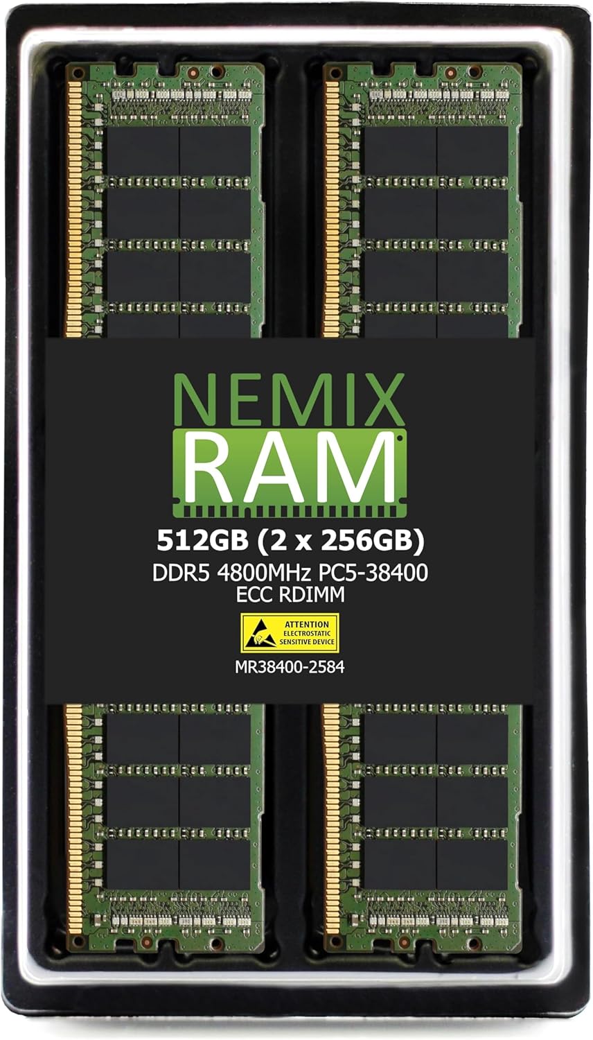 NEMIX RAM 256GB (4X64GB) DDR5 5600MHZ PC5-44800 2Rx4 1.1V 288-PIN ECC RDIMM Registered Server Memory KIT Compatible with ASRock TRX50 WS Workstation Motherboard