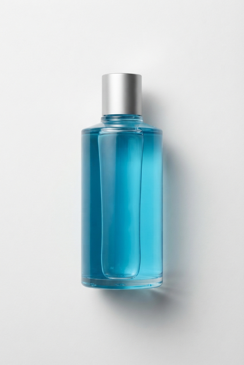 Azure facial cleansing gel bottle on minimalist off-white background