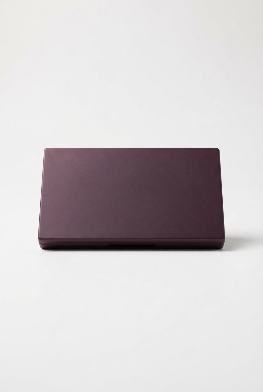 Plum eyeshadow palette on minimalist off-white background